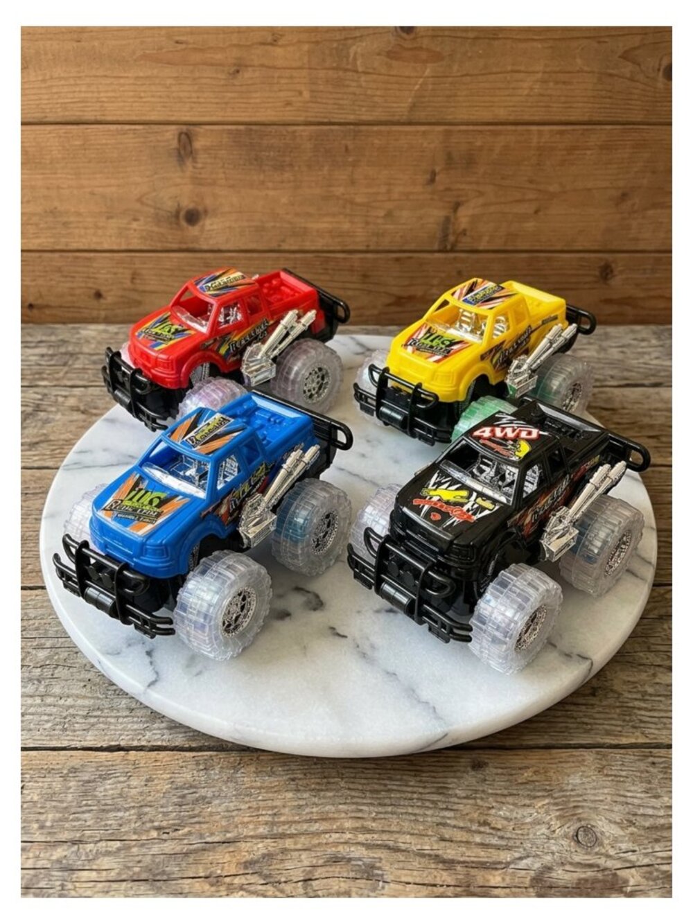 Light Up Monster Truck Toys Push and Go Friction 2 Pack Toddler Boys Gift